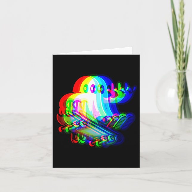 Carte Ghost Trippy Vaporwave Halloween Techno Rave Edm (Devant)