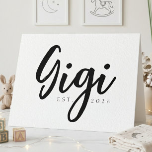Carte Gigi EST Annonce Élégante de l'Année en Script