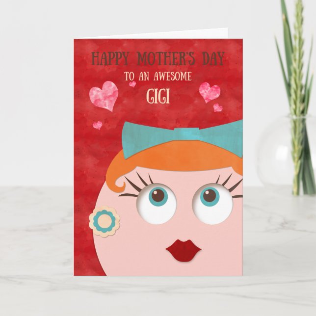 Carte GIGI Retro Gal Fête des Mères (Devant)