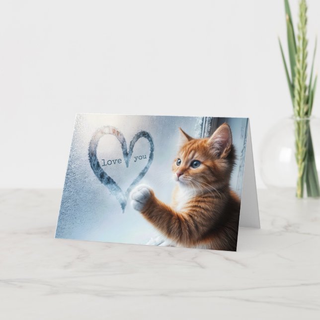 Carte Gingembre Anniversaire Kitty avec le coeur de fenê (Devant)
