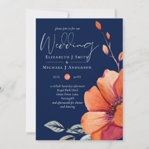 Carte Ginger Navy Blue Automne Mariages de automne Invit