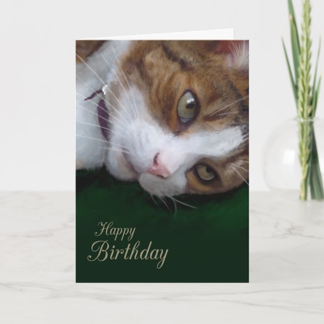 Carte Ginger Tabby Chat Personnalisable Joyeux Anniversa (Devant)