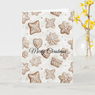 Carte Gingerbread à la Crème de Noël Cœurs Flocons de N