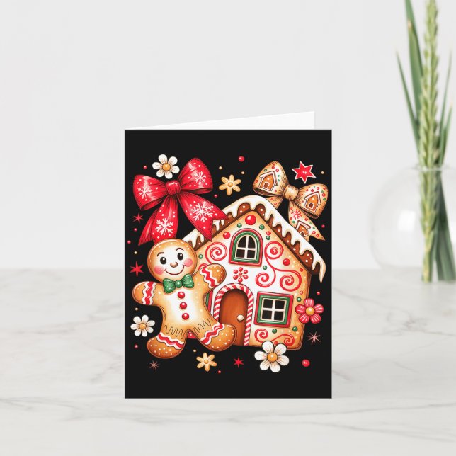 Carte Gingerbread Christmas Bow Christmas House Retro Co (Devant)