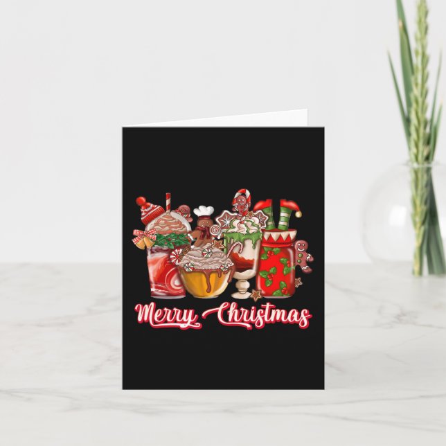 Carte Gingerbread Cookie Christmas Coffee Cups Latte Dri (Devant)