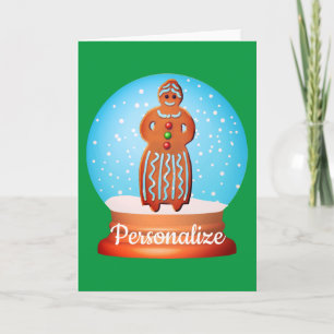 Carte Gingerbread femme biscuit globe de neige