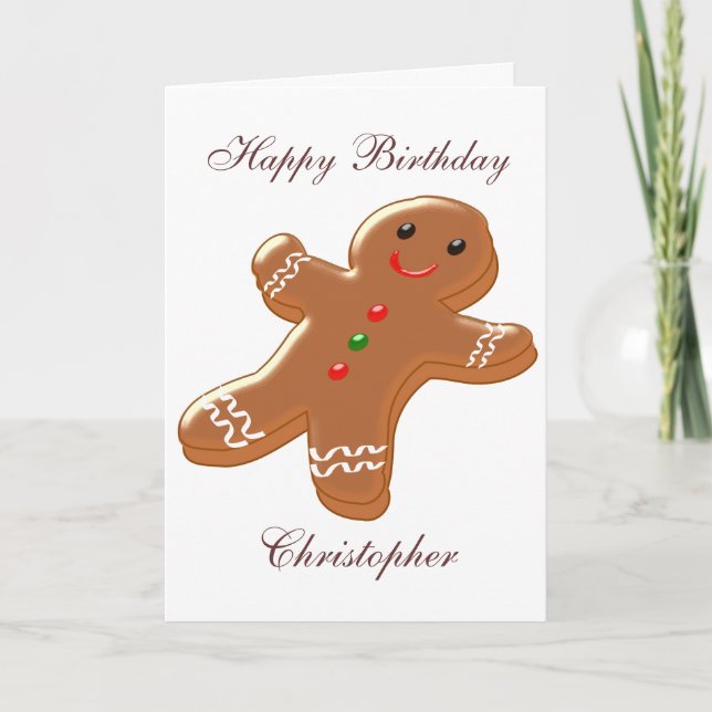 Carte Gingerbread Man Ajouter Un Nom Anniversaire (Devant)