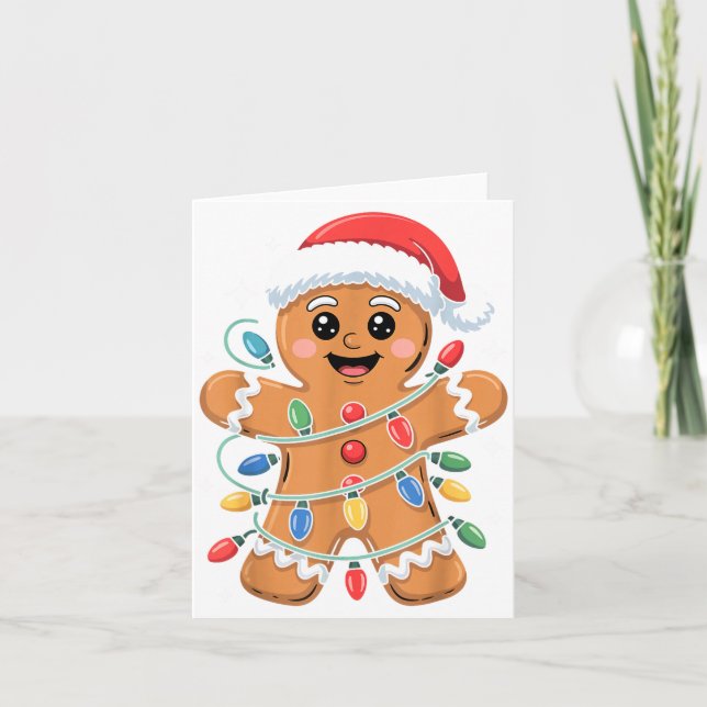 Carte Gingerbread Man Tangled Christmas Lights  (Devant)