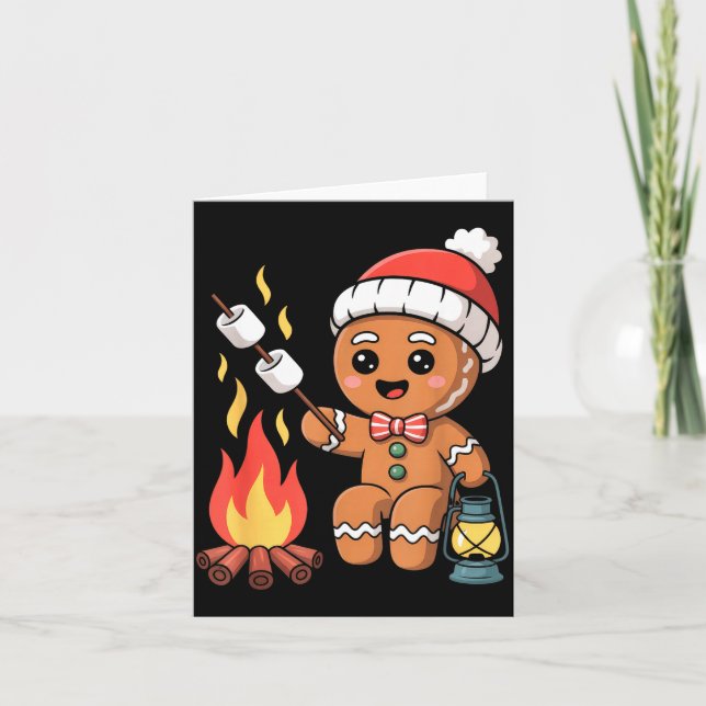 Carte Gingerbread Marshmallow Roaster Camng Christmas  (Devant)