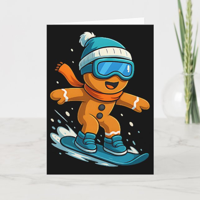 Carte Gingerbread Snowboarder Christmas Holiday Snowboar (Devant)