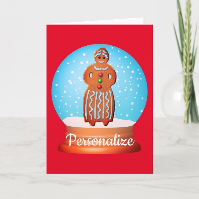 Carte Gingerpain femme biscuit neigeux globe (Devant)