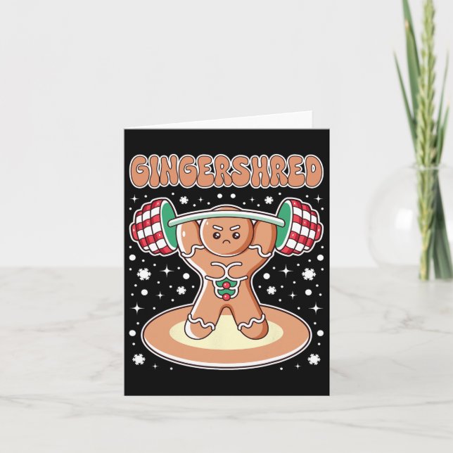 Carte Gingersher de Noël Drôle pain d'épices Homme Gym B (Devant)