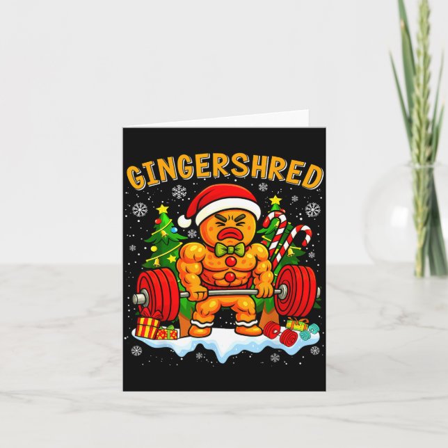 Carte Gingershred Funny Gingerbread Man Gym Bodybuilding (Devant)