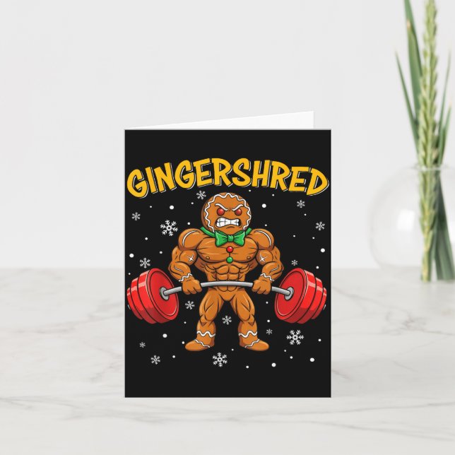 Carte Gingershred Funny Gingerbread Man Gym Bodybuilding (Devant)