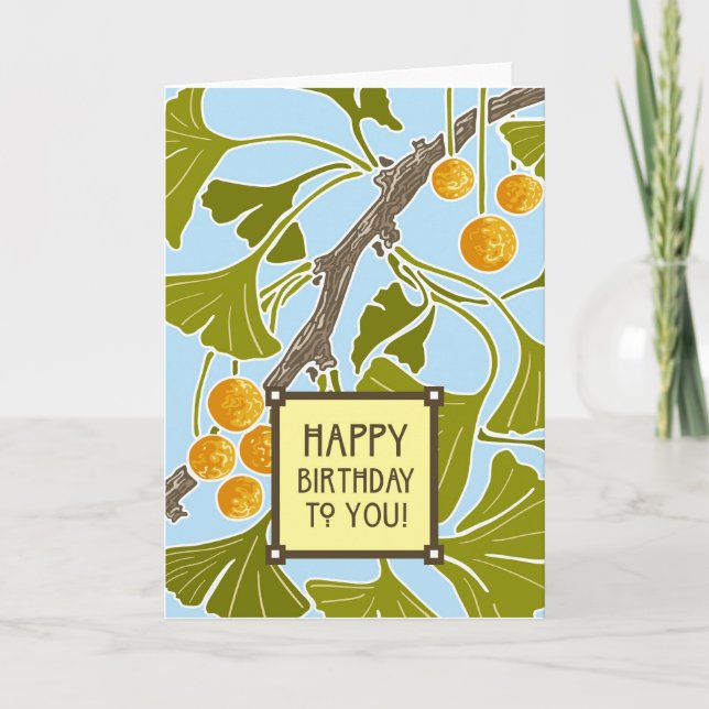 Carte Ginkgo Dance Anniversaire (Devant)