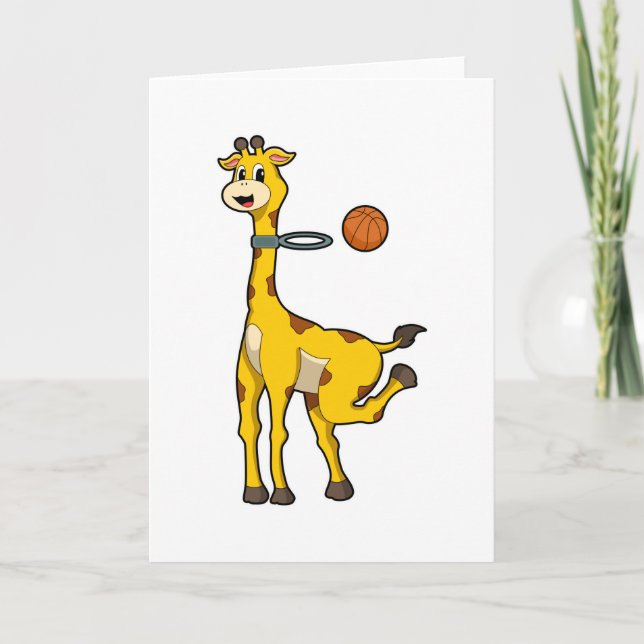 Carte Girafe au basket avec panneau de basket (Devant)