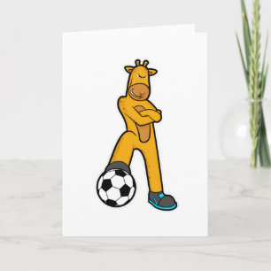 Carte Girafe au sport avec ballon de football
