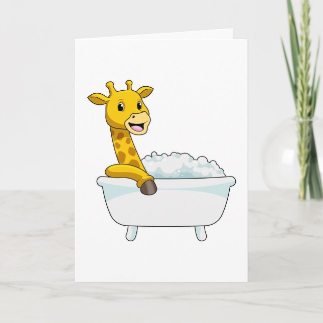 Carte Girafe avec baignoire avec mousse (Devant)