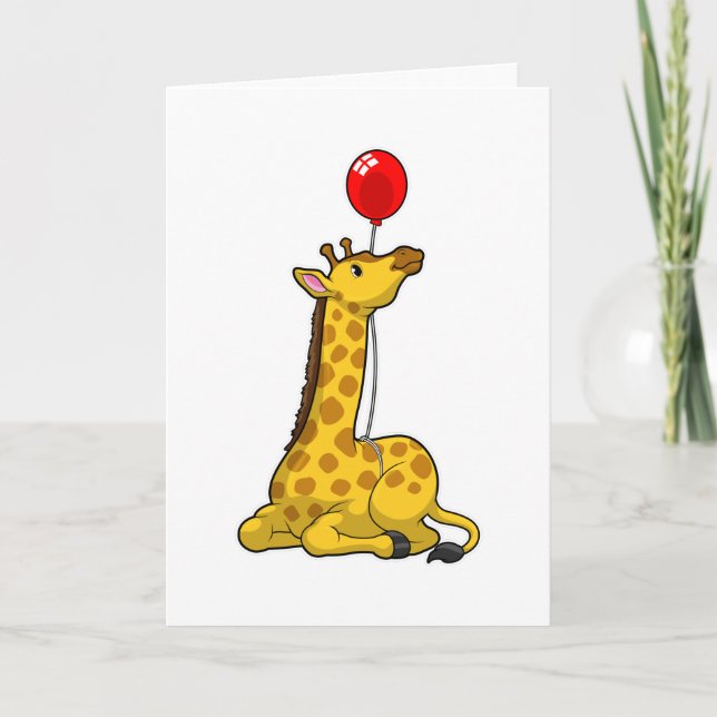 Carte Girafe avec ballon (Devant)