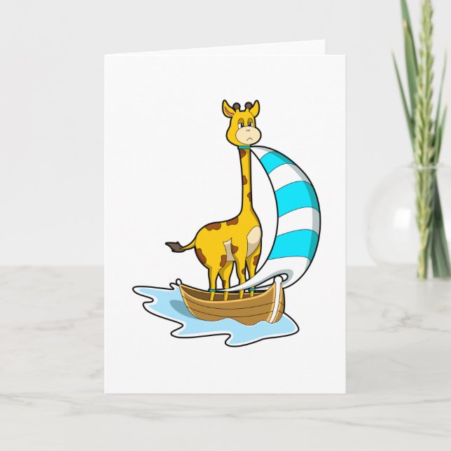 Carte Girafe avec bateau à voile (Devant)