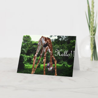 Carte girafe bonjour
