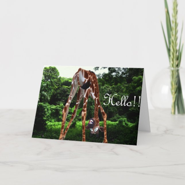 Carte girafe bonjour (Devant)