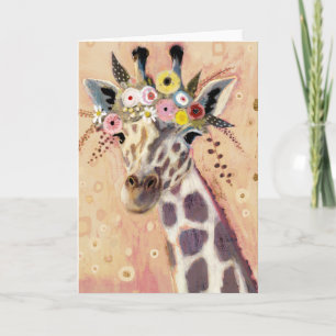 Carte Girafe de Klimt orné en fleurs