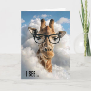 Carte Girafe d'humour d'anniversaire dans les nuages