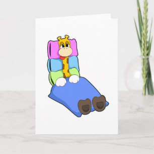 Carte Girafe dormant avec couverture et oreiller