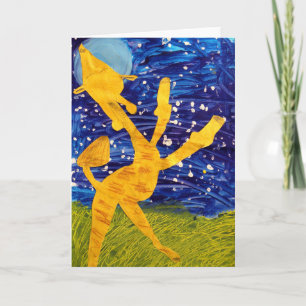 Carte Girafe éclairée par la lune - illustration par