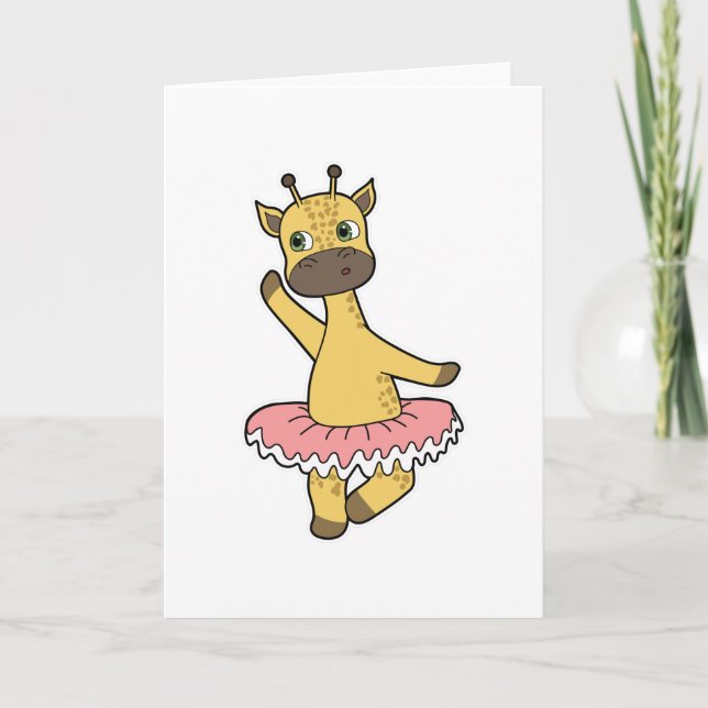 Carte Girafe en blonde au Ballet avec jupe (Devant)