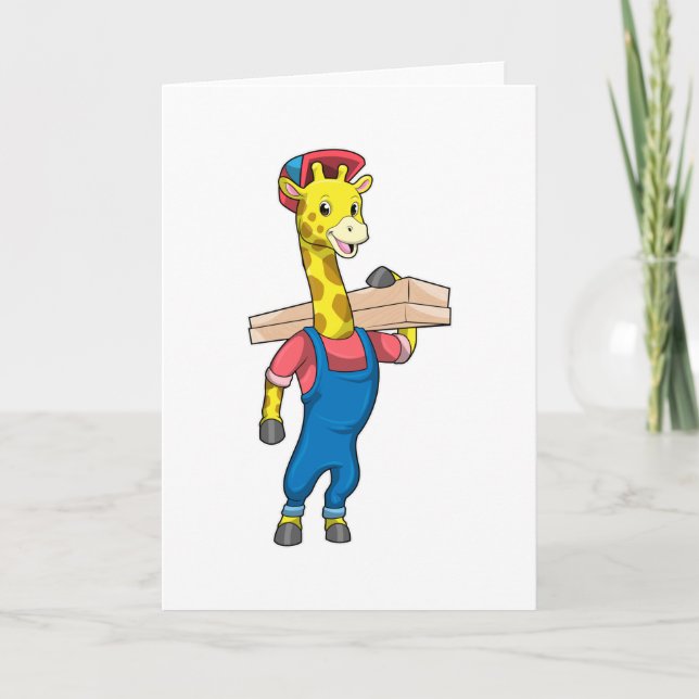 Carte Girafe en Charpentier avec du Bois (Devant)