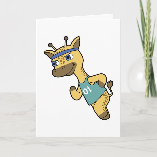 Carte Girafe en joggeur courant avec bandeau (Devant)