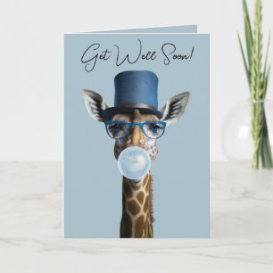 Carte Girafe portant des lunettes, chapeau supérieur, go