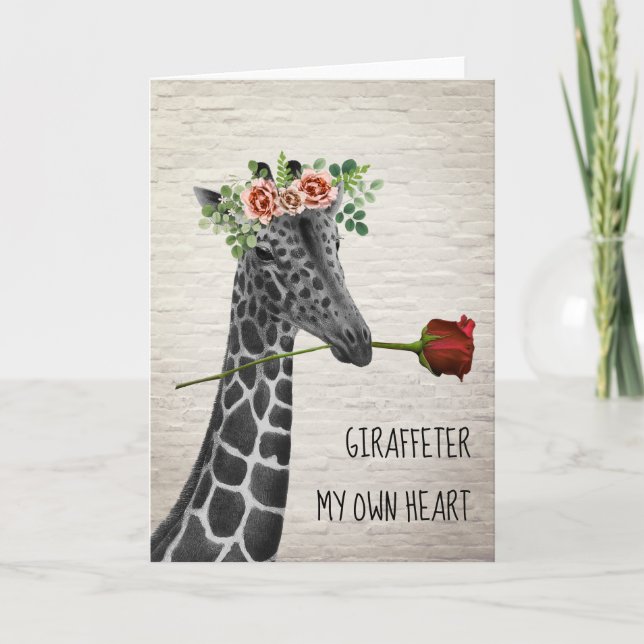 Carte Girafe ter Mon Coeur Boho Girafe Saint-Valentin (Devant)
