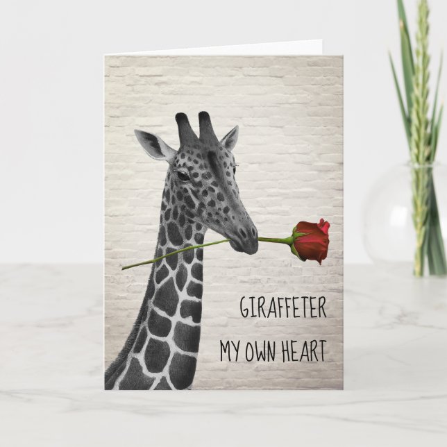 Carte Girafe ter Mon propre coeur Girafe Rose Valentine (Devant)
