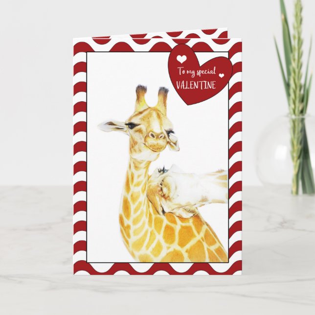 Carte Girafes de bonbon à Saint-Valentin (Devant)