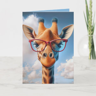 Carte Giraffe Anniversaire Avec Lunettes Rouges