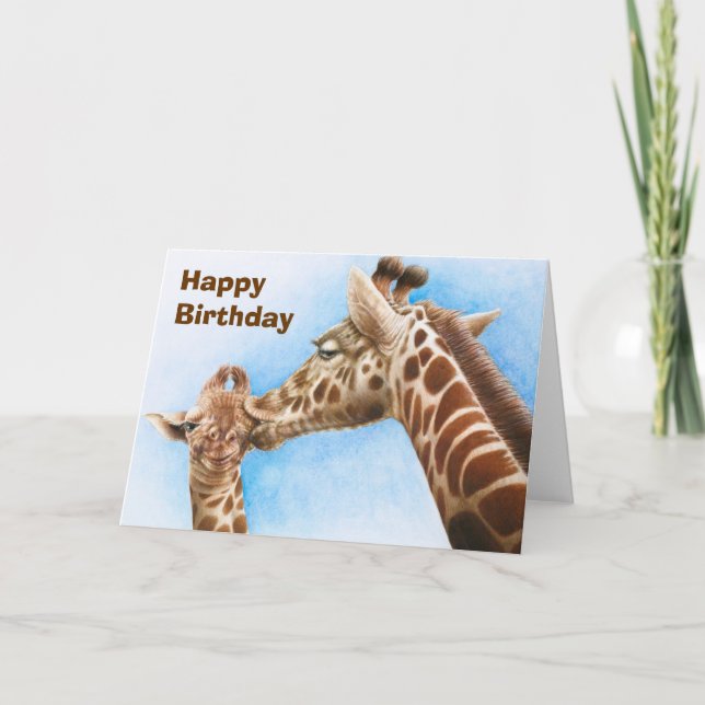 Carte Giraffe & Baby Birthday Card (Devant)