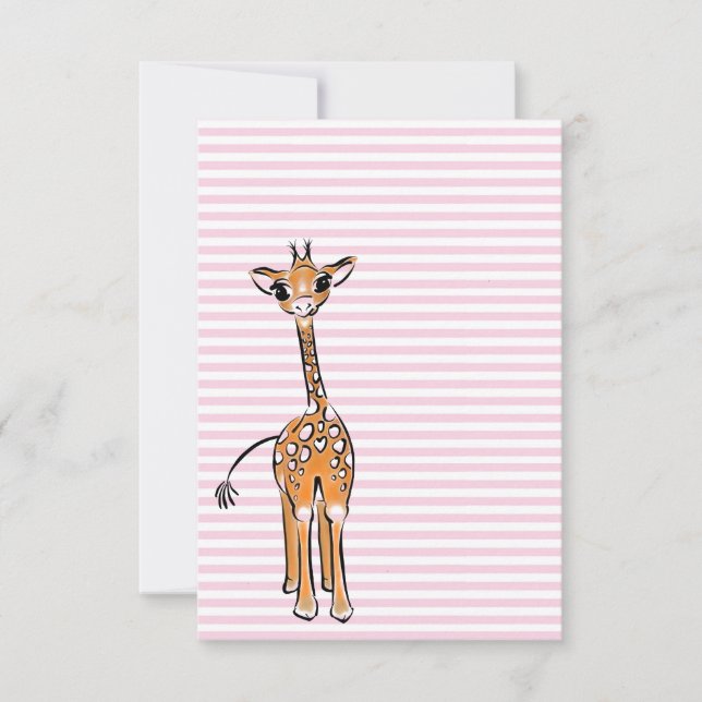 Carte Giraffe Bébé mignonne, animaux de safari, rayures  (Devant)