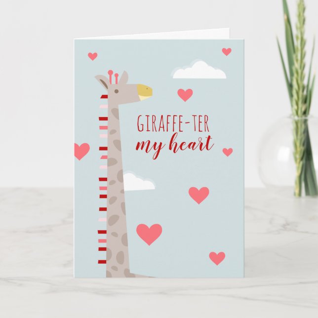 Carte Giraffe Coeur Valentine Pun (Devant)