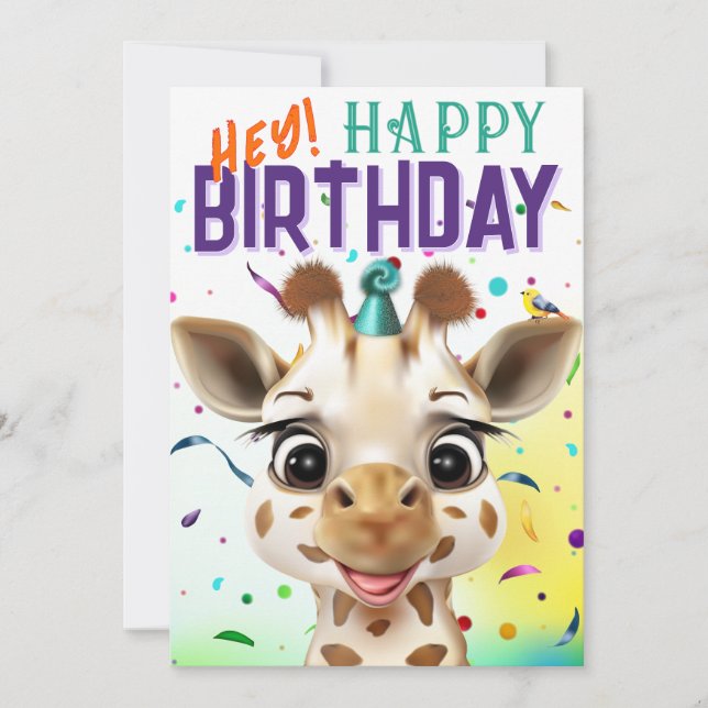 Carte Giraffe Confetti Birthday (Devant)