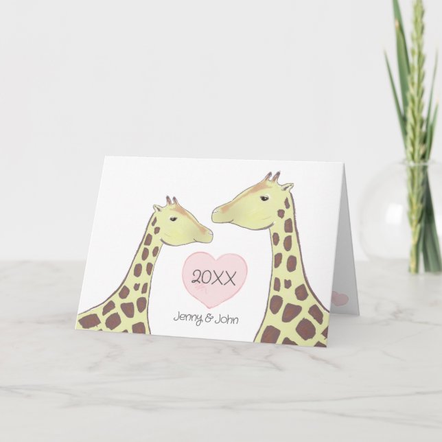 Carte Giraffe Couple Fiançailles (Devant)