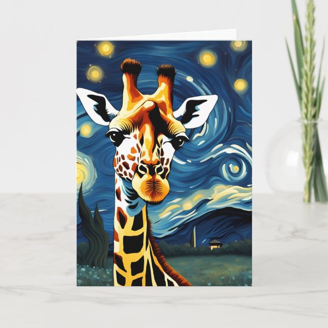Carte Giraffe dans la nuit étoilée (Devant)