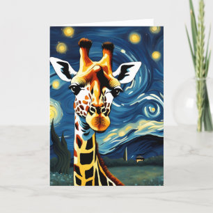 Carte Giraffe dans la nuit étoilée