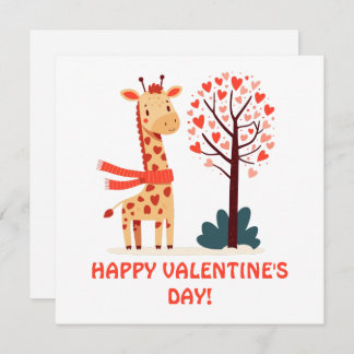 Carte Giraffe de Valentines Whimsical mignonne avec arbr