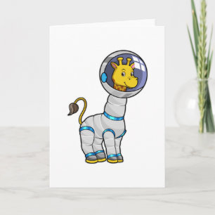 Carte Giraffe en astronaute dans la sphère de verre