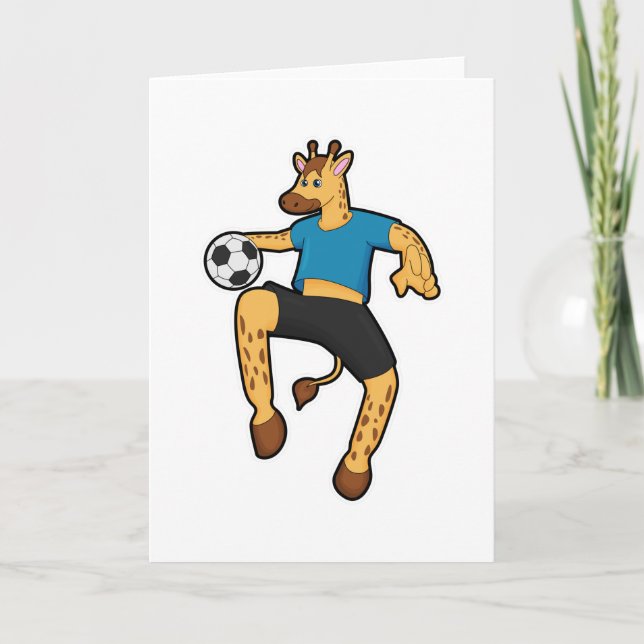 Carte Giraffe en joueur de football avec balle de footba (Devant)