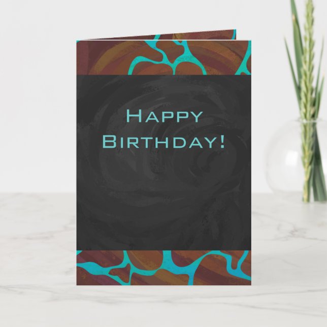 Carte Giraffe Impression Brown et Turquoise (Devant)