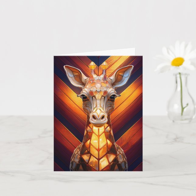 Carte Giraffe rayonnante sur Chevron (Petite plante)